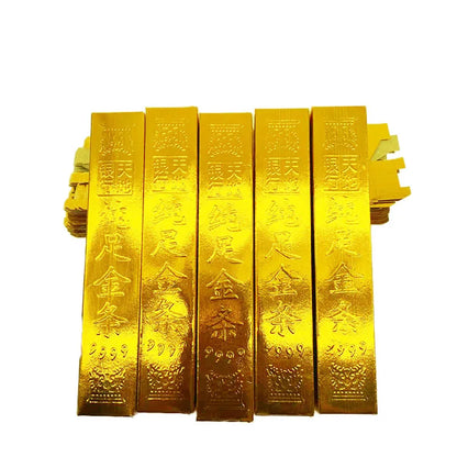 100Pcs Chinese Joss Paper Gold Bar Nugget Ancestor Money Hell Bank Notes Ghost Festival Qingming Burning Sacrifice Articles Set