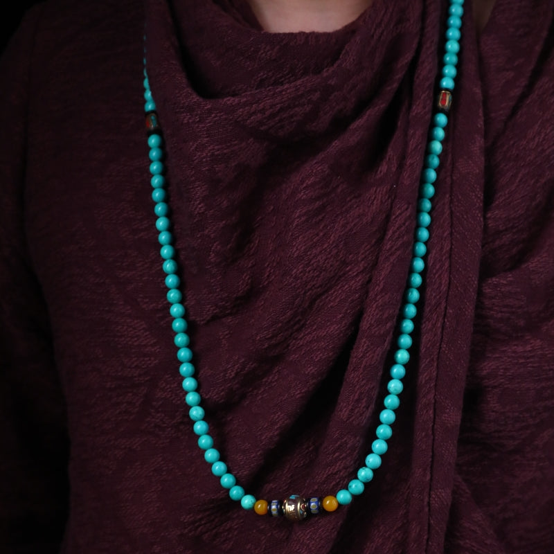 Robust Wealth Sturdy Turquoise 108 Mala Beads Necklace