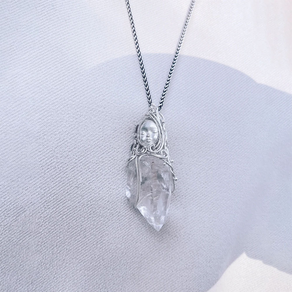 Healing Energy Clear Quartz Silver Pendants