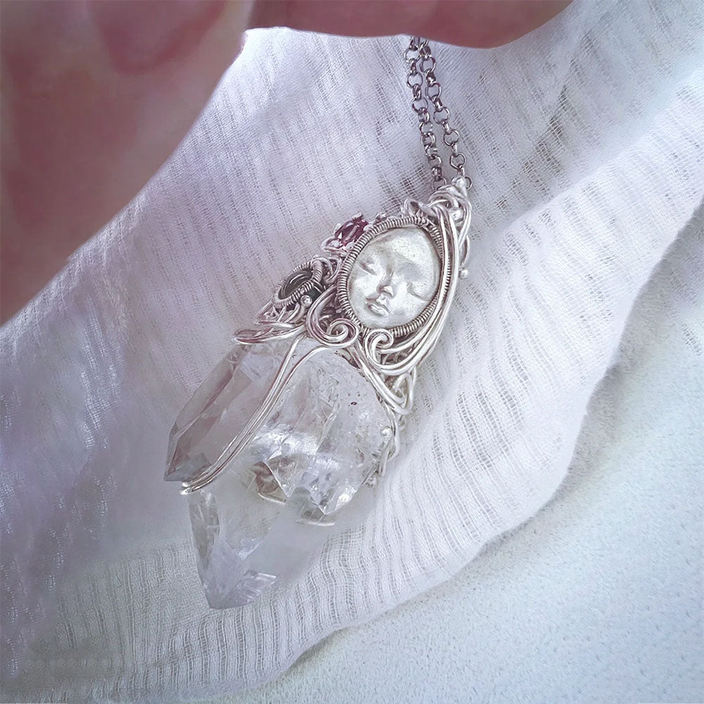 Healing Energy Clear Quartz Silver Pendants