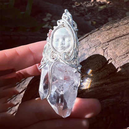 Healing Energy Clear Quartz Silver Pendants