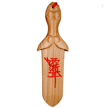 15cm Laser Carving Taoist Peach Wood Sword Dagger Poniard Ornaments Ward Off Evil Mascot Hanging Charms Crafts Photo Props Decor