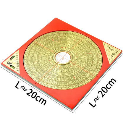 20CM Ancient Chinese Fengshui Profession Compass Square Metal Surface Luopan LuoJingYi Professional Master Supplies Home Decor