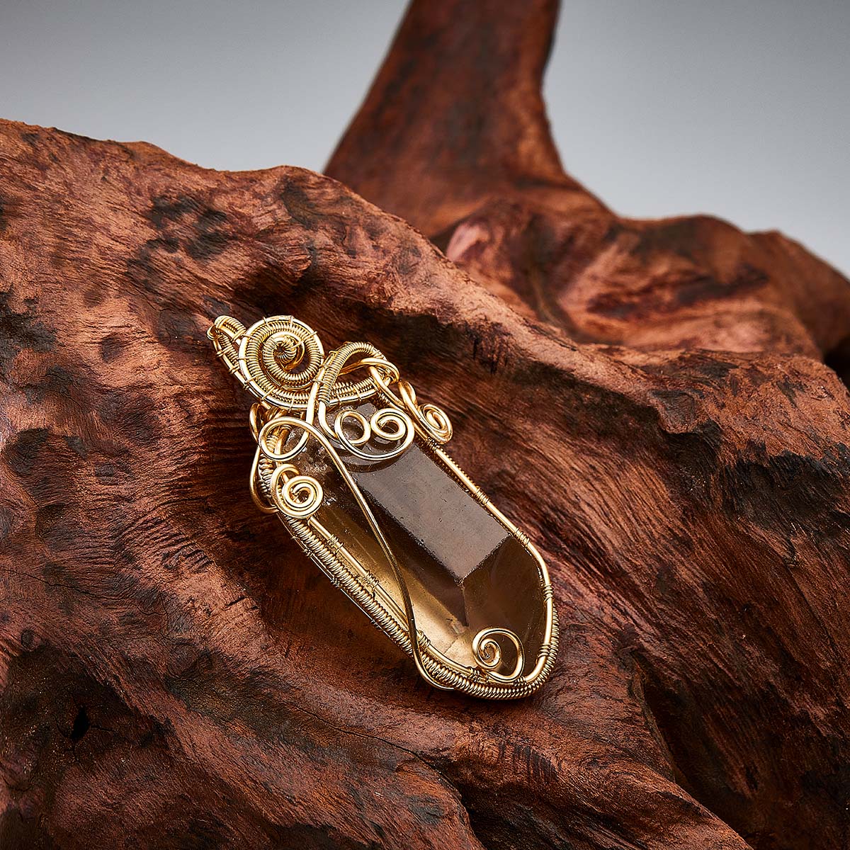 The Force Energy Smoky Quartz Gold Plated CrystalPendant