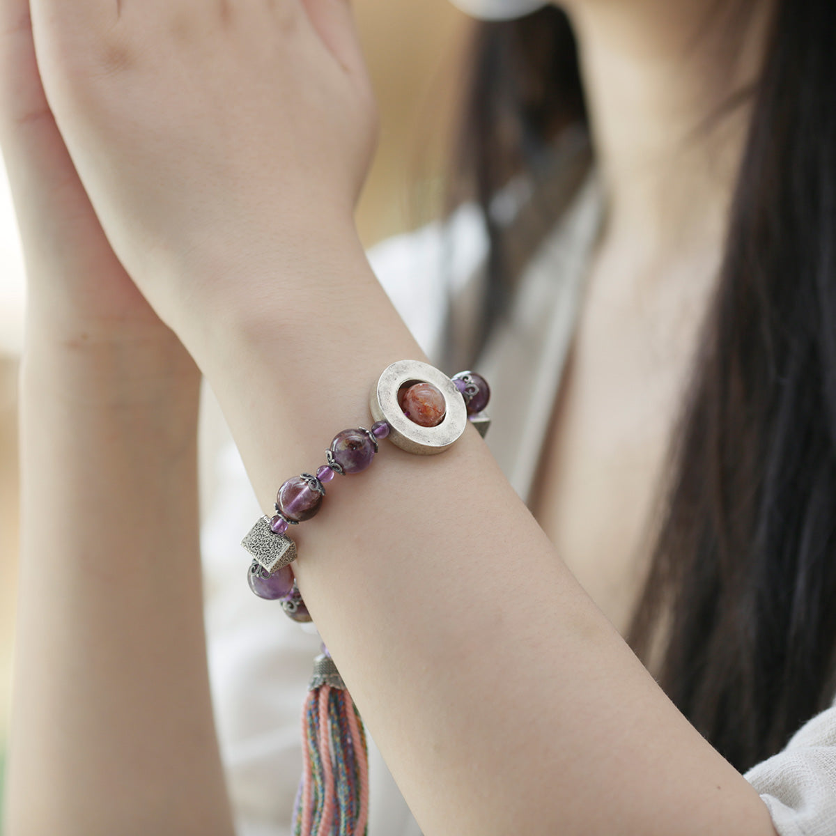 Blessing Energy Amethyst Sterling Silver Crystal Bracelet