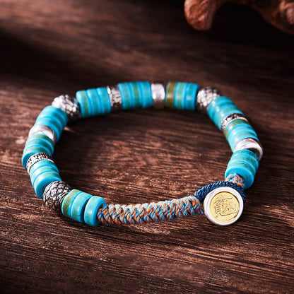 Turquoise Health Harmony Stering Silver Bracelet