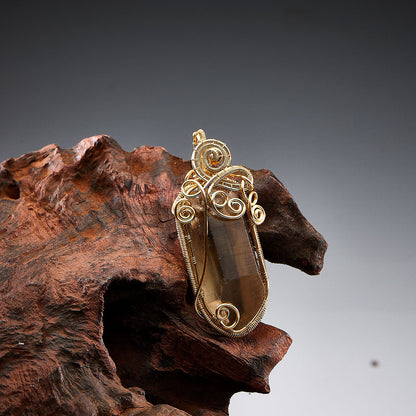 The Force Energy Smoky Quartz Gold Plated CrystalPendant