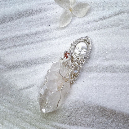 Healing Energy Clear Quartz Silver Pendants