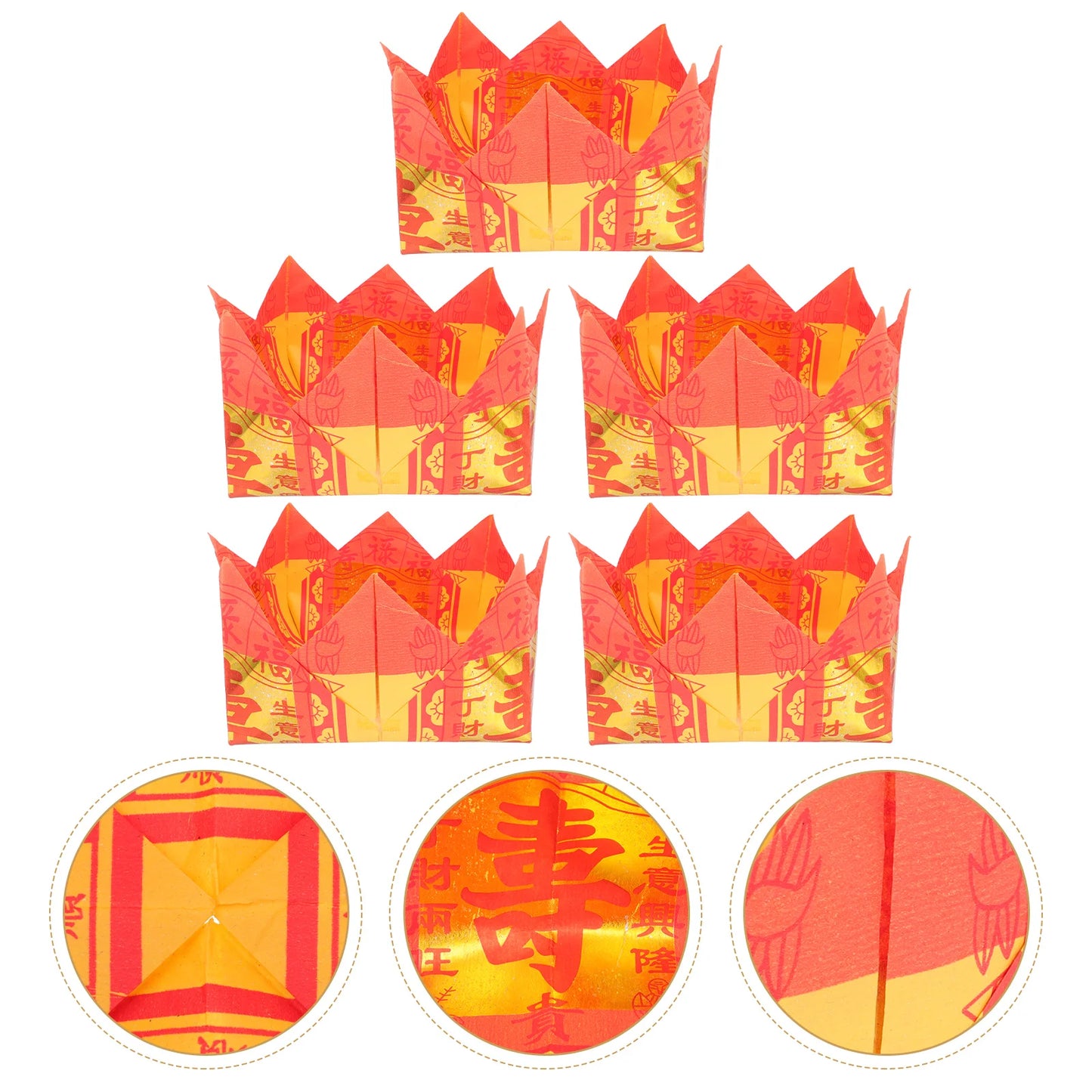 5 Pcs Paper Lotus Cornucopia Ancestor Bless Money Ghost Treasure Bowl Sacrifice Supplies Fire Sacrificing Accessory