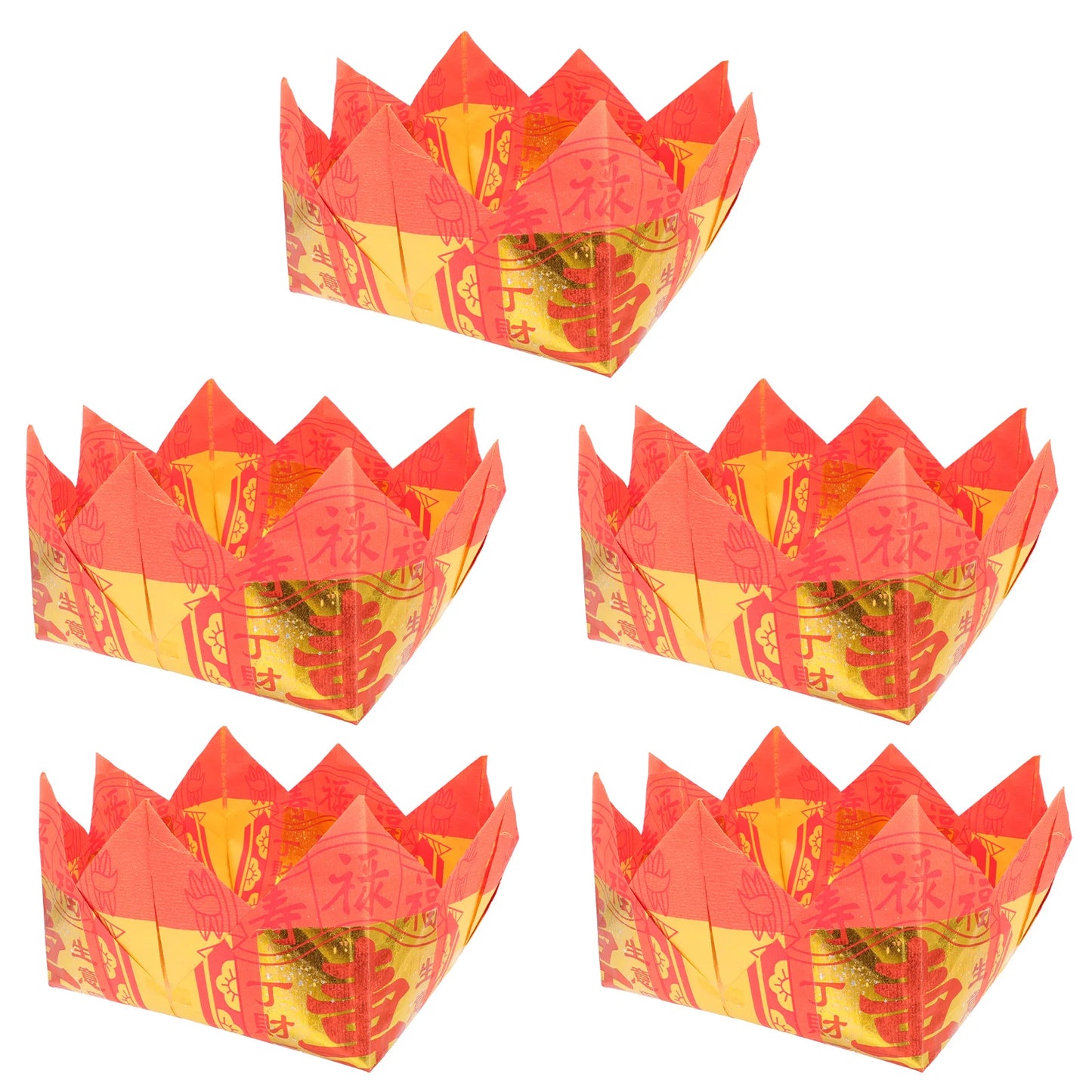 5 Pcs Paper Lotus Cornucopia Ancestor Bless Money Ghost Treasure Bowl Sacrifice Supplies Fire Sacrificing Accessory