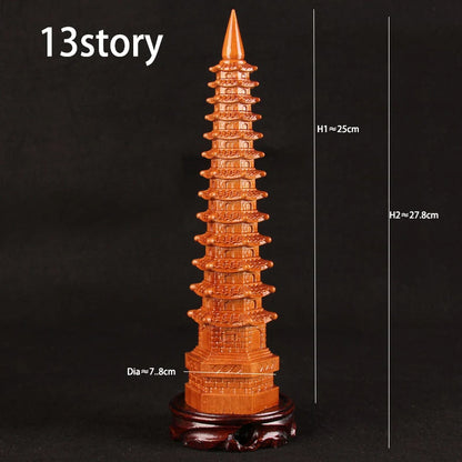 7 9 11 13 layer 3D Model Peach Wood Wenchang Pagoda Tower Statue Souvenir Gift Feng Shui Home Decoration Handicraft