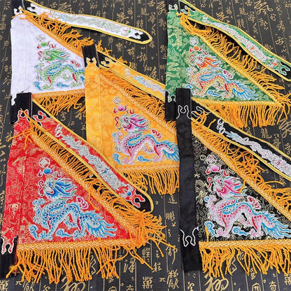 7-inch double-sided embroidery, jacquard fabric, five dragon flag, five color flag, Taoist supplies