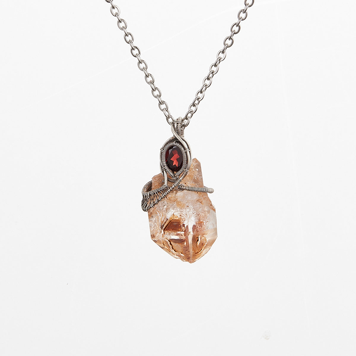 Generous Wealth Share Yellow Clay Inclusions Crystal Garnet Silver Pendants