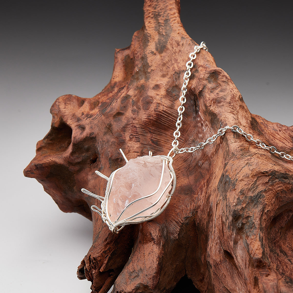 Eternal Love Rose Quartz Sterling Silver Pendants