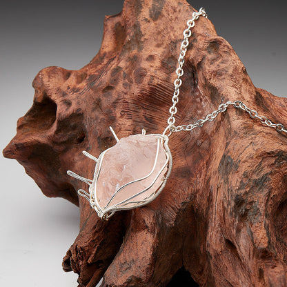 Eternal Love Rose Quartz Sterling Silver Pendants