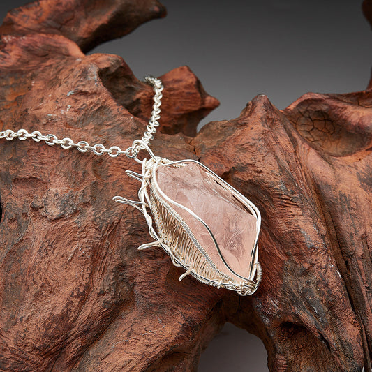 Eternal Love Rose Quartz Sterling Silver Pendants