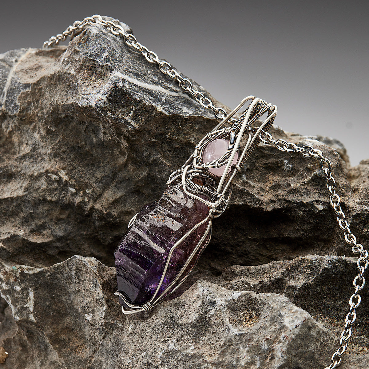 Spiritual Energy Super 7 Amethyst Silver Pendants