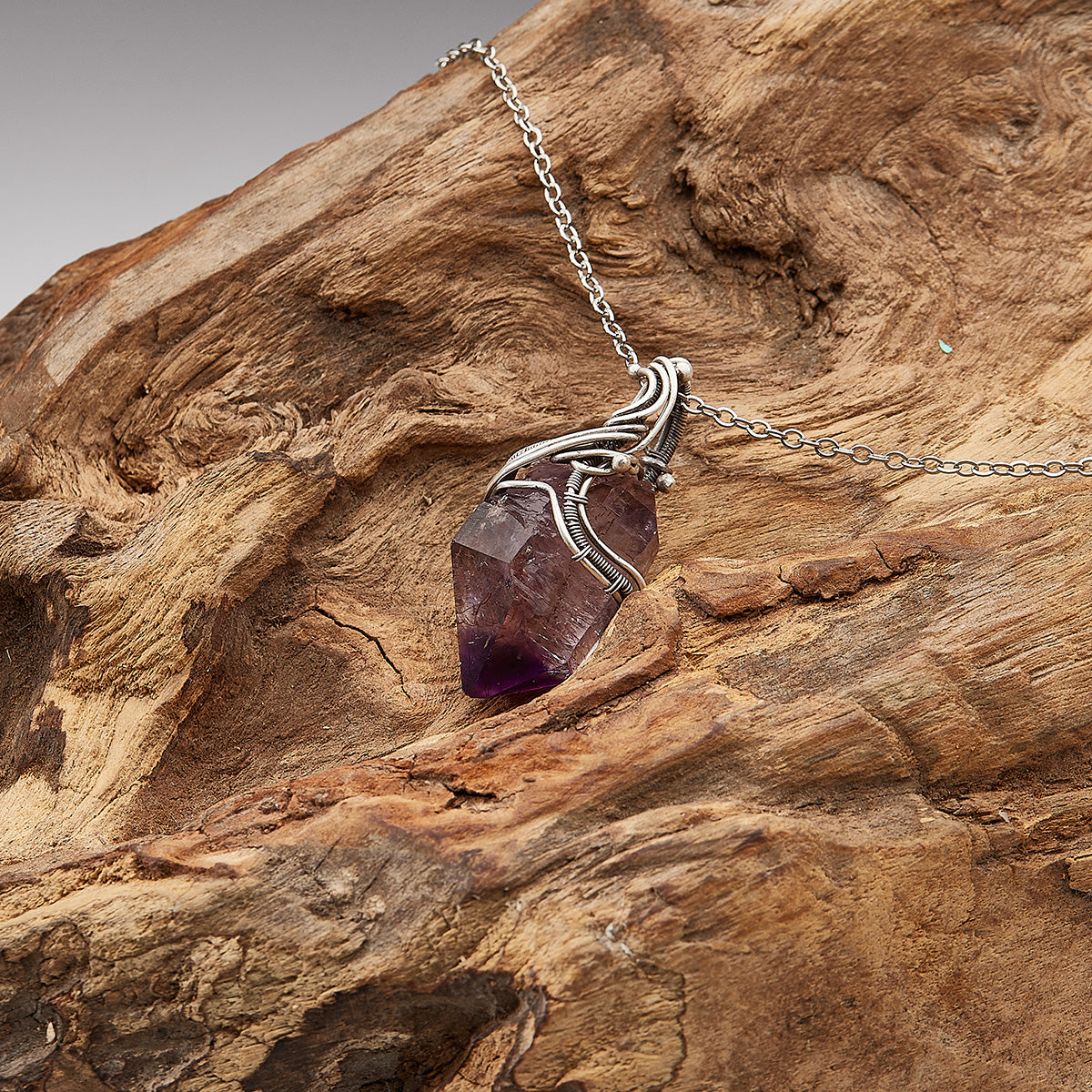 Spiritual Path Enlightenment Amethyst Silver Pendants