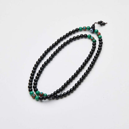 Protection Energy Obsidian and Turquoise Mala Necklace