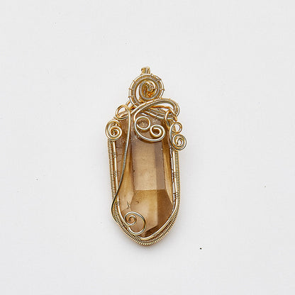 The Force Energy Smoky Quartz Gold Plated CrystalPendant