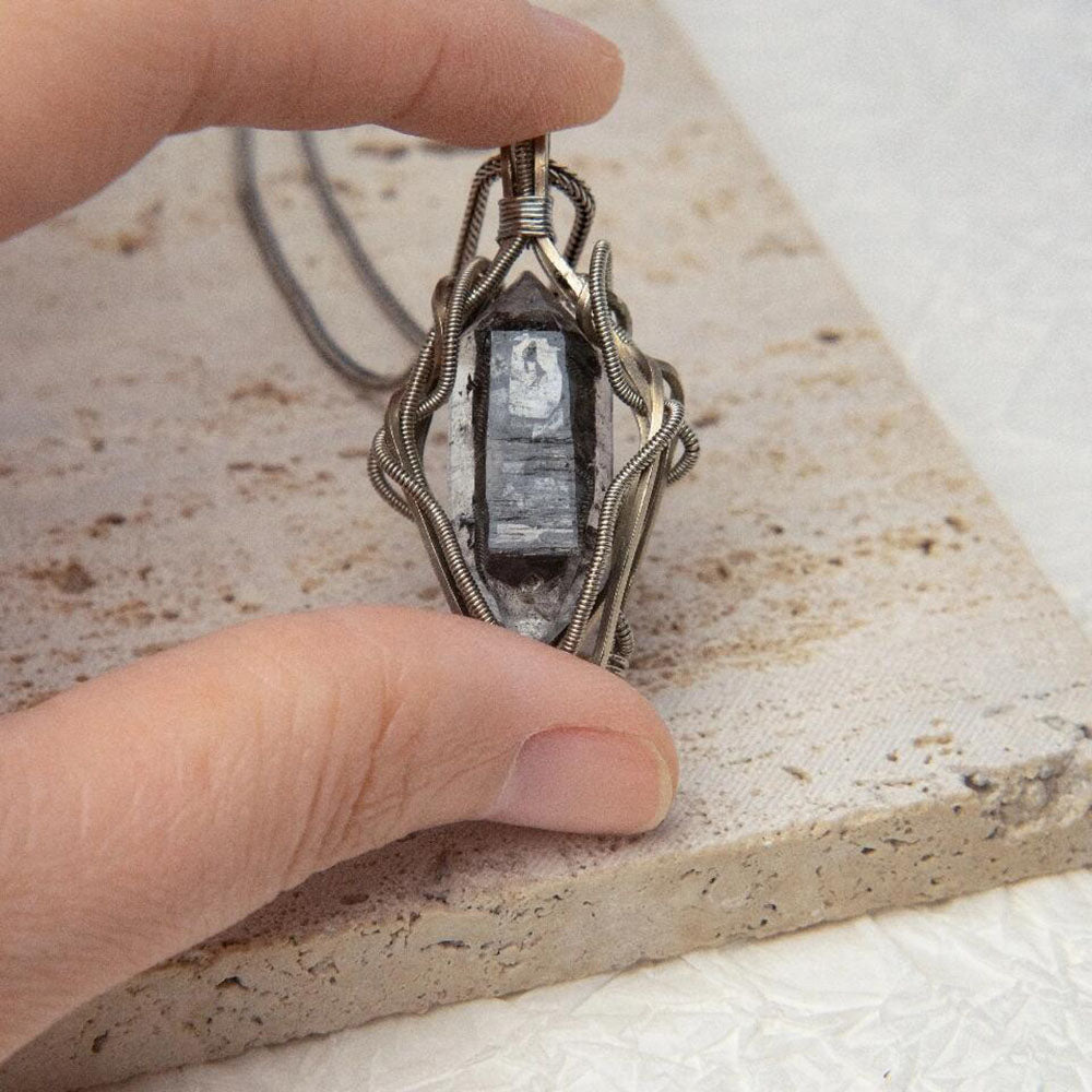 Peaceful Mind Herkimer Diamond Crystal Sterling Silver Pendant