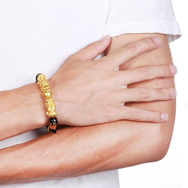 Gold-Plated Double Pixiu Bracelet - Extreme Wealth & Protection