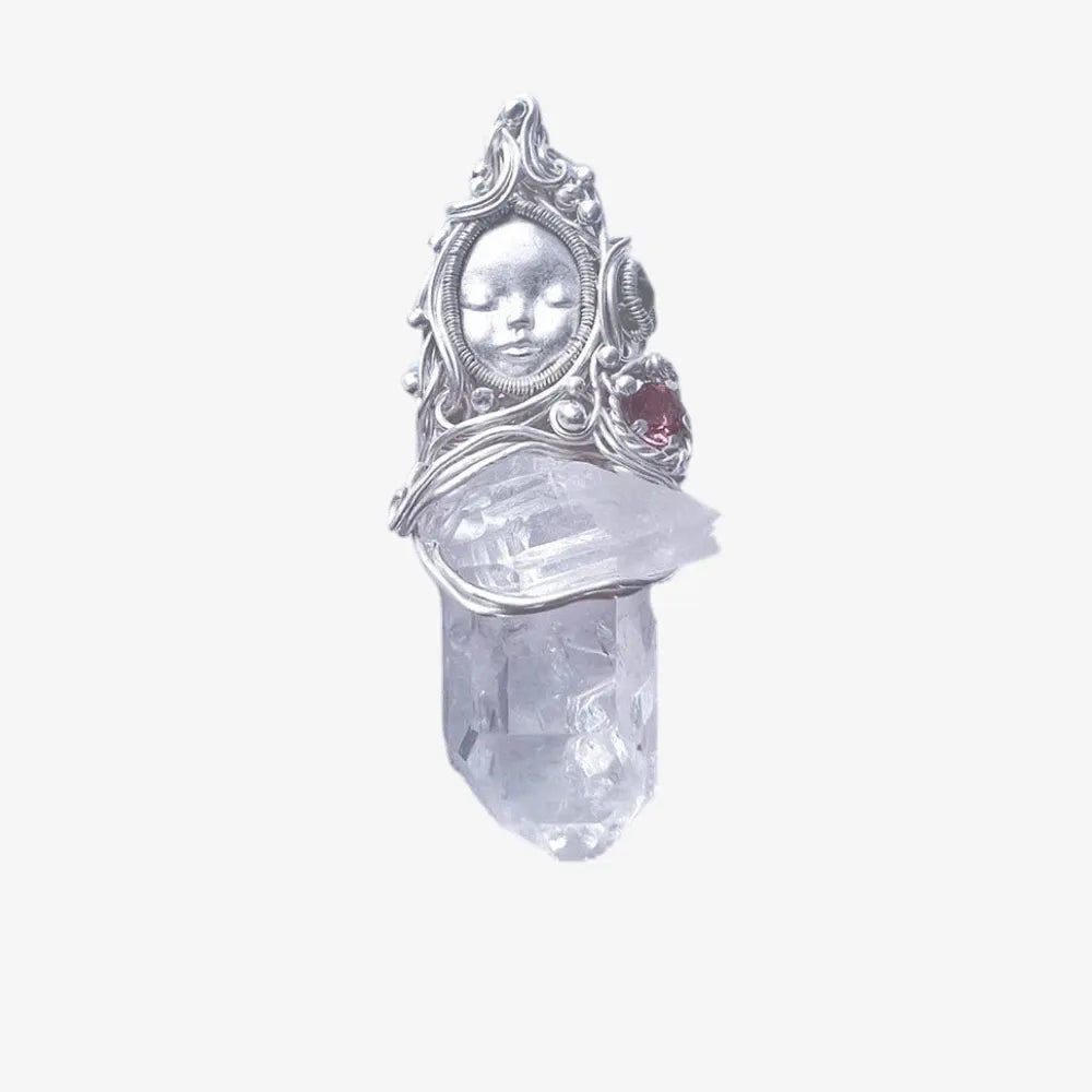 Healing Energy Clear Quartz Silver Pendants