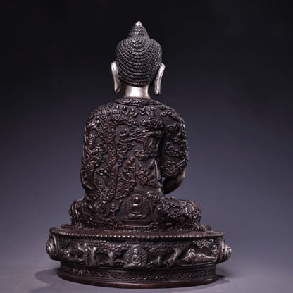 Amitābha Eternity Bronze Gilt Silver Tibetan Buddha Statue