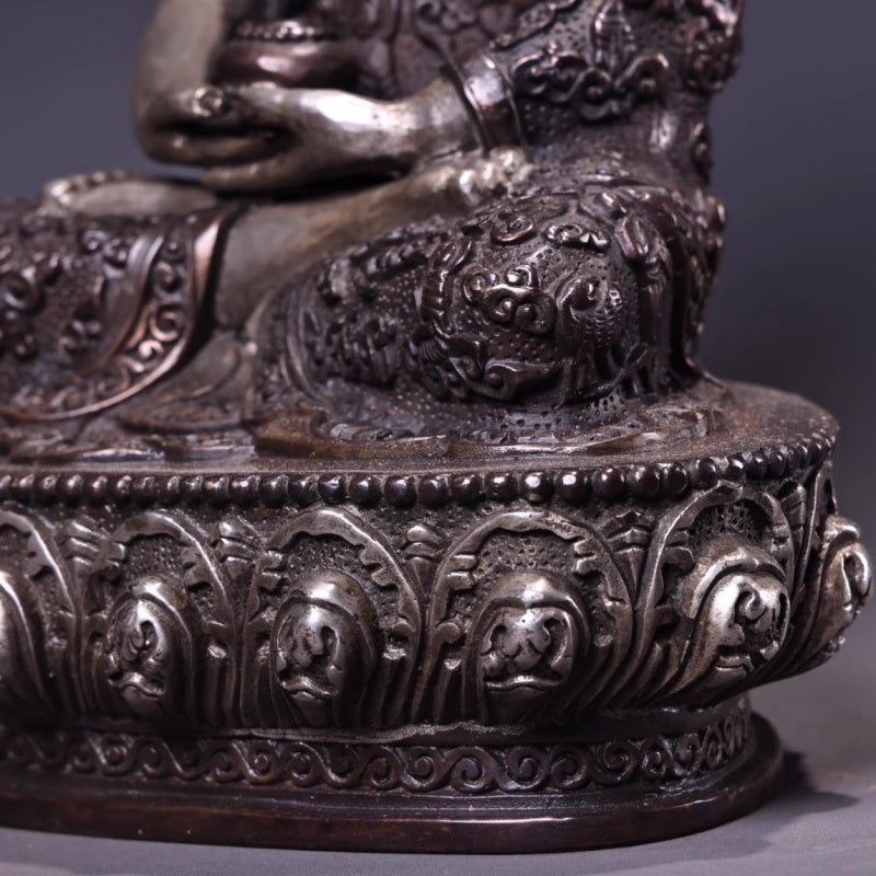 Amitābha Eternity Bronze Gilt Silver Tibetan Buddha Statue