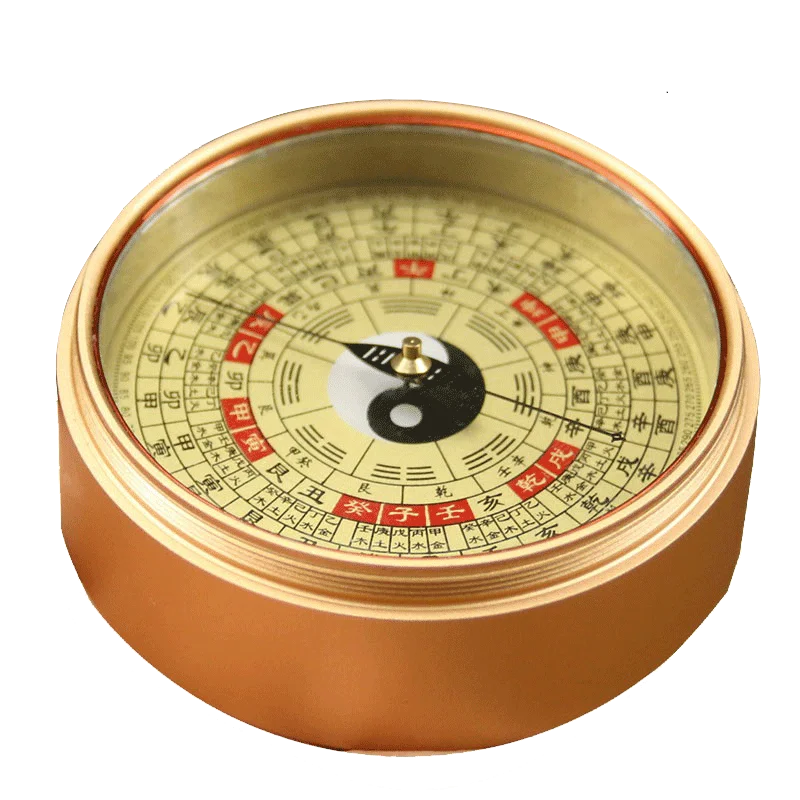 Ancient Chinese Feng Shui Profession Copre Compass Round Metal Surface Luopan Pocket LuoJingYi Master Supplies Home Decoration