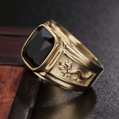 Black Crystal Lucky Dragon Ring