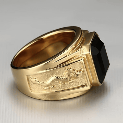 Black Crystal Lucky Dragon Ring