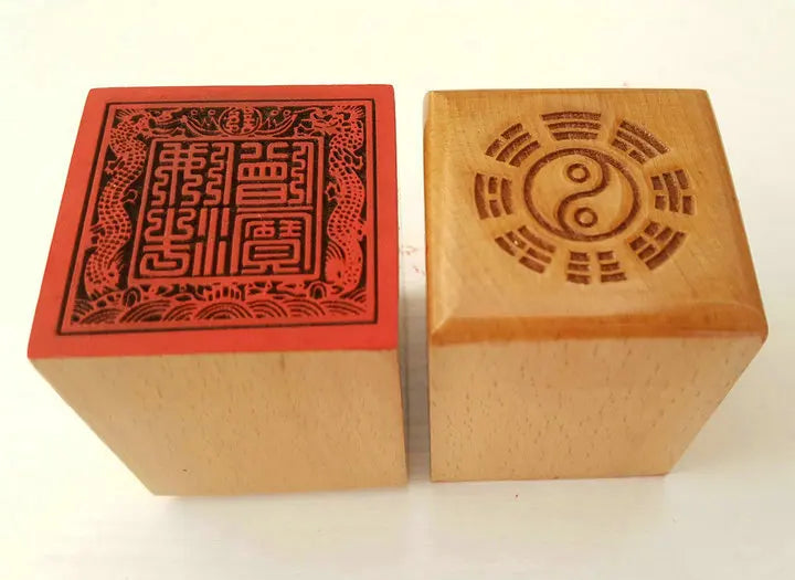 Buddhist seal, peach wood single side Dharma seal, double dragon Buddhist three treasure seal, Buddhist monk seal