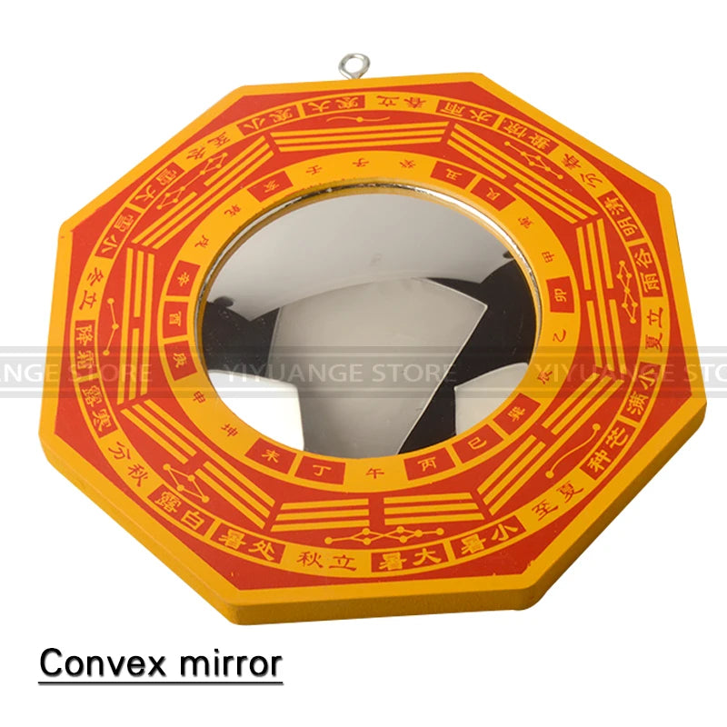 China Feng Shui Wood Concave Convex Bagua Mirror Wall Hanging The 8 hexagrams mirror Home Decor 13.2cm