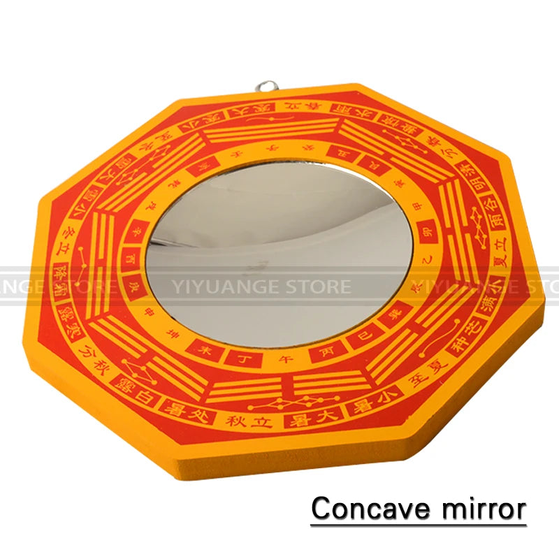 China Feng Shui Wood Concave Convex Bagua Mirror Wall Hanging The 8 hexagrams mirror Home Decor 13.2cm