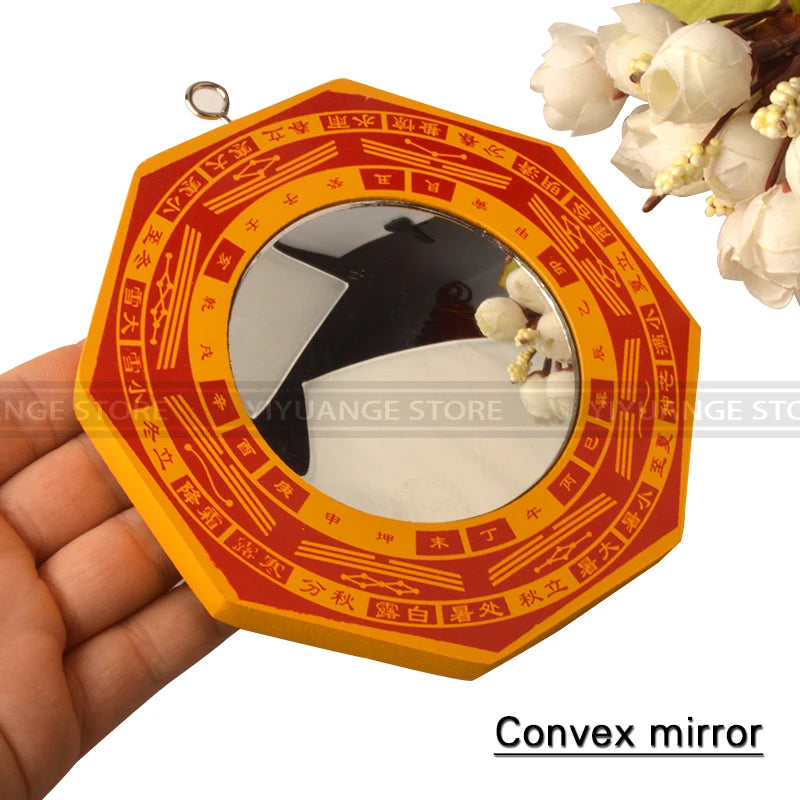 China Feng Shui Wood Concave Convex Bagua Mirror Wall Hanging The 8 hexagrams mirror Home Decor 13.2cm