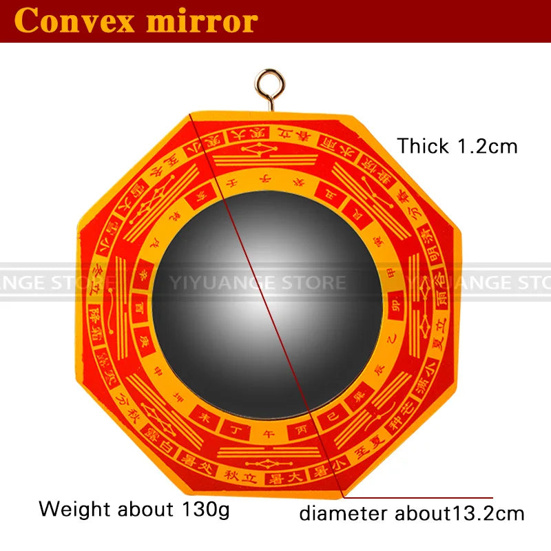 China Feng Shui Wood Concave Convex Bagua Mirror Wall Hanging The 8 hexagrams mirror Home Decor 13.2cm