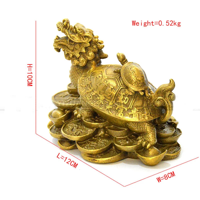 China Fengshui brass dragon turtle Tortoise wealth lucky statue Metal crafts Feng Shui Home decorations gift metal handicraft