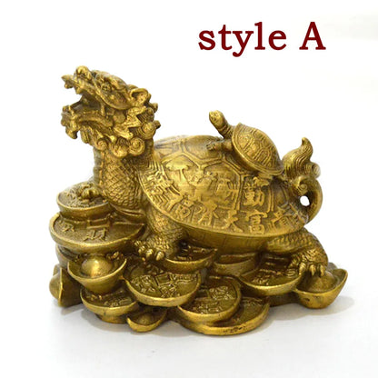 China Fengshui brass dragon turtle Tortoise wealth lucky statue Metal crafts Feng Shui Home decorations gift metal handicraft