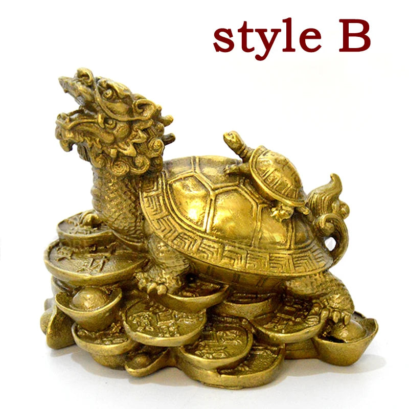 China Fengshui brass dragon turtle Tortoise wealth lucky statue Metal crafts Feng Shui Home decorations gift metal handicraft