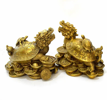 China Fengshui brass dragon turtle Tortoise wealth lucky statue Metal crafts Feng Shui Home decorations gift metal handicraft