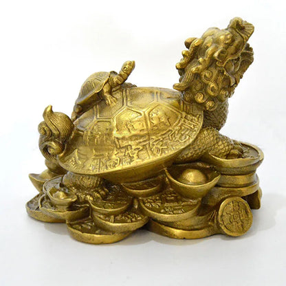 China Fengshui brass dragon turtle Tortoise wealth lucky statue Metal crafts Feng Shui Home decorations gift metal handicraft