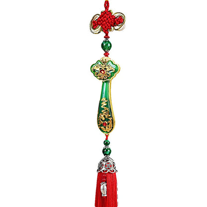 Chinese Amulet Auspicious Ruyi Car Pendant Knot Tassel Home Furnishing Feng Shui Power Scepter Decoration Ornaments Good Fortune