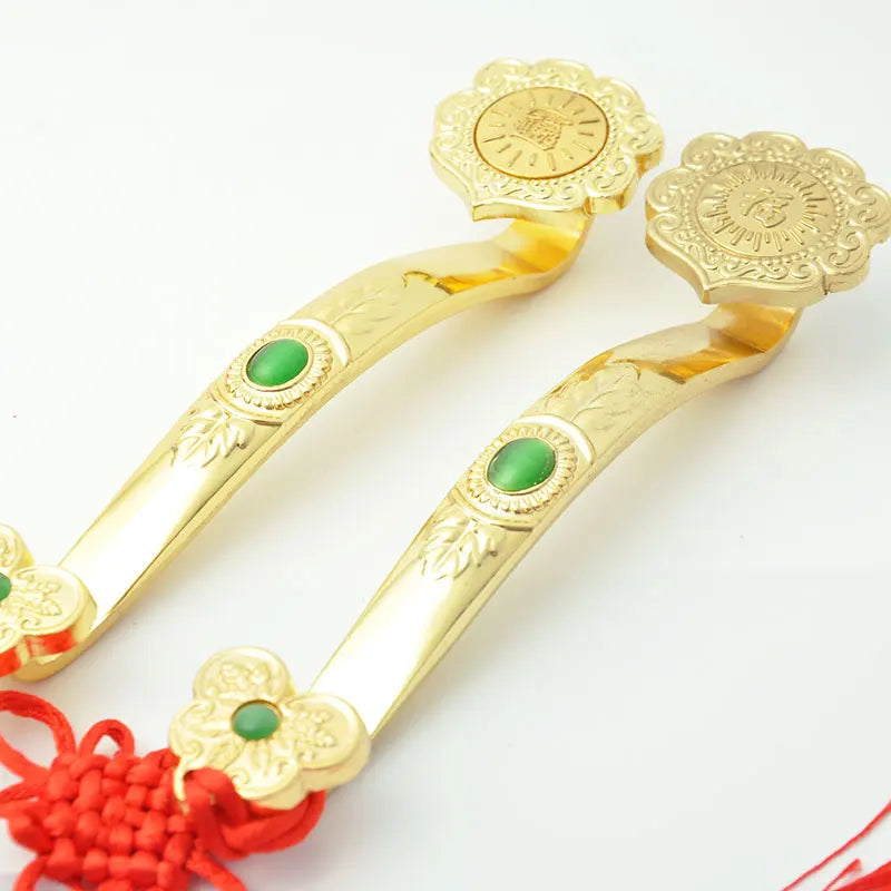 Chinese Amulet Crafts Golden Auspicious Ruyi Home Furnishing Feng Shui Talisman Scepter Decoration Ornaments Good Lucky Fortune