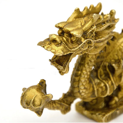 Chinese Ancient Mascot Copper Dragon Sculpture Art Crafts Dragon Statue Office Oranment Collection Home decoration accessories