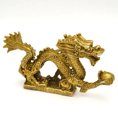 Chinese Ancient Mascot Copper Dragon Sculpture Art Crafts Dragon Statue Office Oranment Collection Home decoration accessories