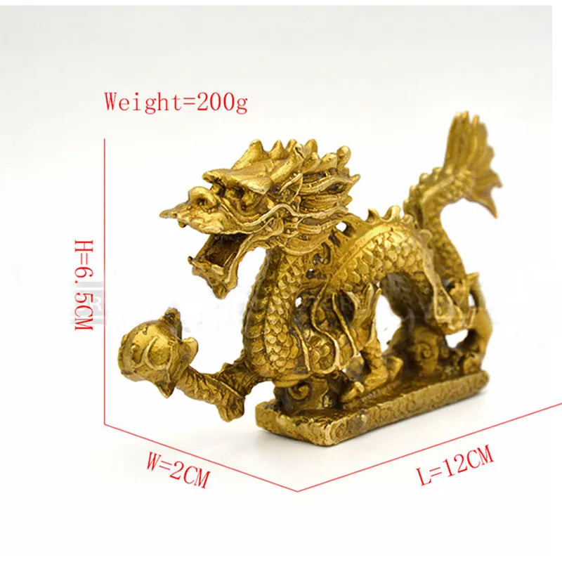 Chinese Ancient Mascot Copper Dragon Sculpture Art Crafts Dragon Statue Office Oranment Collection Home decoration accessories