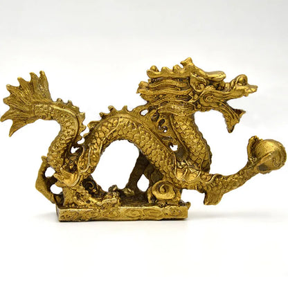 Chinese Ancient Mascot Copper Dragon Sculpture Art Crafts Dragon Statue Office Oranment Collection Home decoration accessories