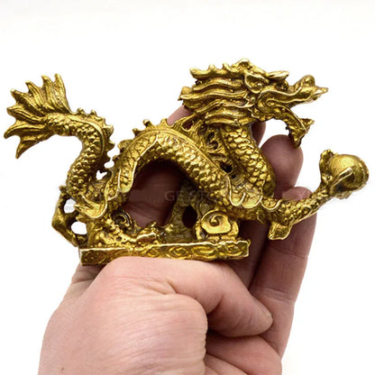 Chinese Ancient Mascot Copper Dragon Sculpture Art Crafts Dragon Statue Office Oranment Collection Home decoration accessories