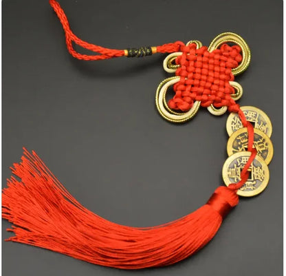 Chinese Feng Shui Coins Tassel for Wealth and Success Silk Tassel Brush Chinese Lucky Copper Coins Tassel for Wedding Party Gift